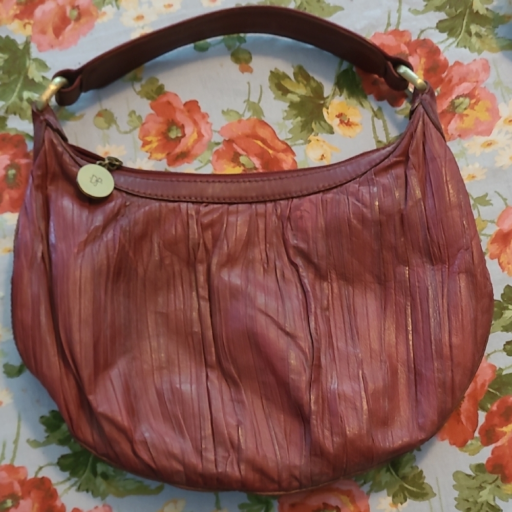 Donald J. Pliner Red Hobo Bag with Curved Design